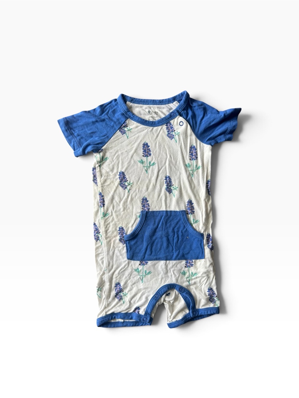 Kyte BABY White Romper with Blue Floral Accents